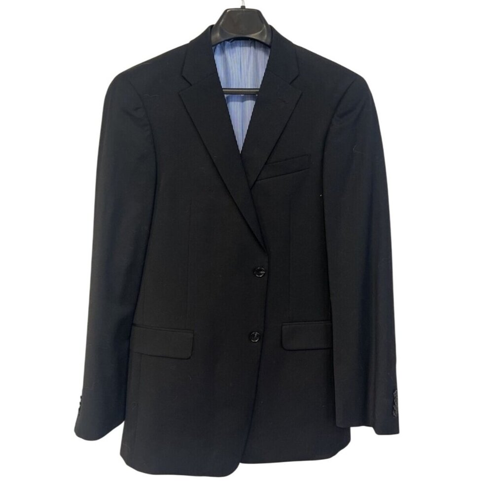 Tommy Hilfiger Black Two-Button Suit Jacket Blazer 100% Wool 40L